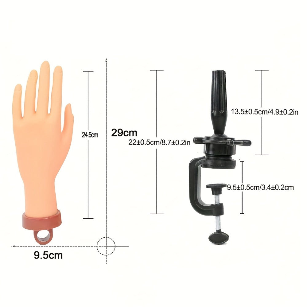 Silicone Nail Practice Hand Model with Desktop Stand – Flexible Realistic Fake Hand for Nail Art Training — image 7