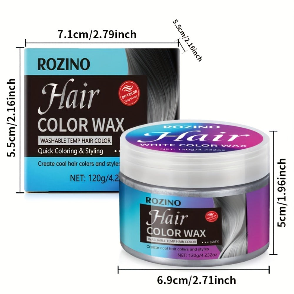 ROZINO Grey Hair Color Wax 3-in-1 Color Style & Fix – Vitamins & Protein Formula, Hides Grey Instantly, Natural Volume, Easy 