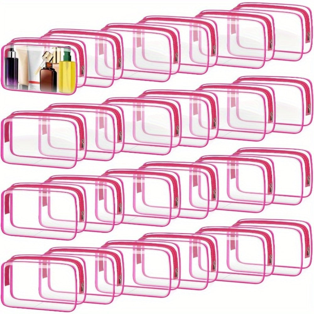 TSA Approved Clear Toiletry Bags Set of 24 Transparent Travel Makeup Organizer Pouches Medium Size Airport Security Quart Bag