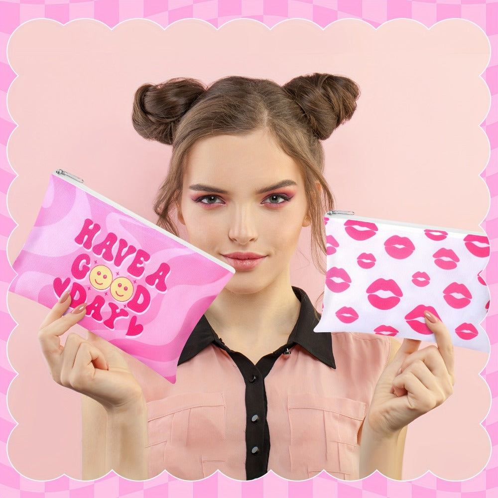 Bulk Cosmetic Bags 24-Pack Pink Howdy Western Zipper Makeup Pouches Party Favor Set for Women Girls Birthday Bachelorette Bri