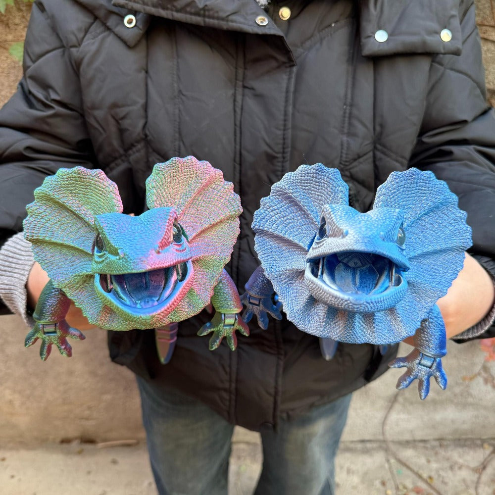 Frilled Neck Lizard Figurine 3D Printed, Large Umbrella Lizard Animal Sculpture 8 Color Styles — image 6