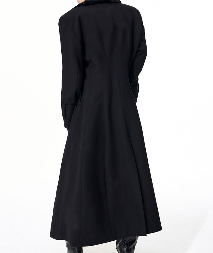 Noble Stitched Lapel Long Trench Coat Blazer