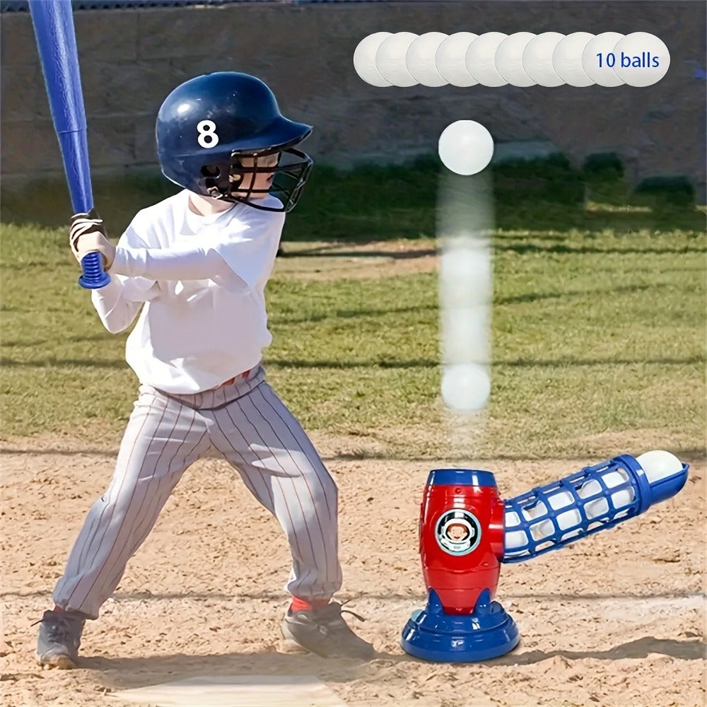 Kids Baseball Pitching Machine Toy Set, Children's Baseball Trainer with Bat, Ball Machine & 10 Balls — image 2