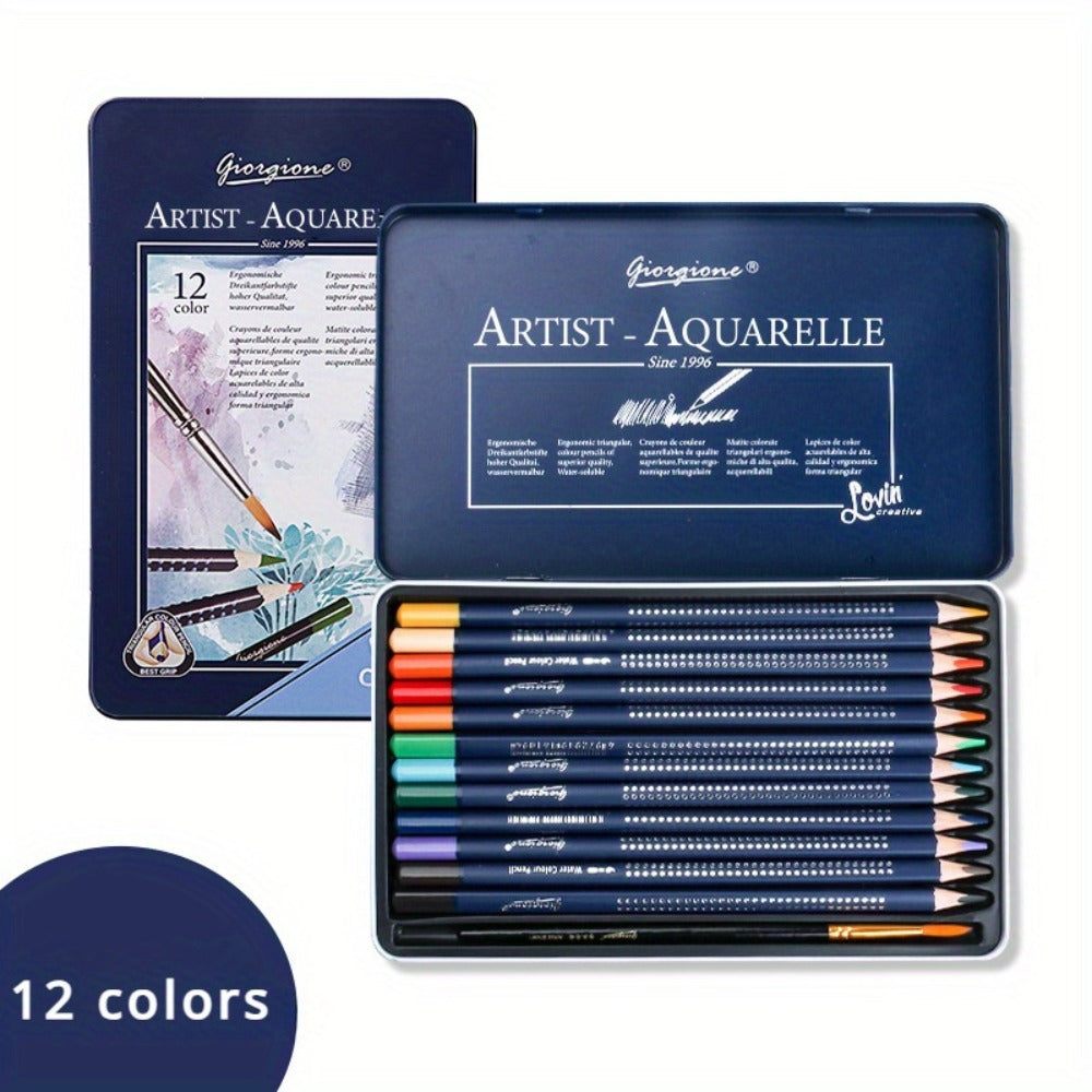 Water Soluble Colored Pencils 12 Colors Set with the Listed Color, Size or Set Options for Everyday Use — image 1