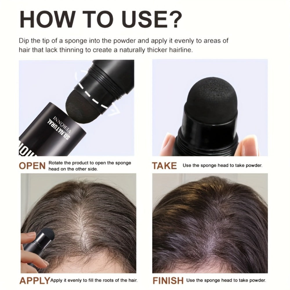 Hair Root Concealer Powder with Brush - Instantly Covers Gray Roots & Thinning Hairline, Plant-Based Keratin Formula — image 