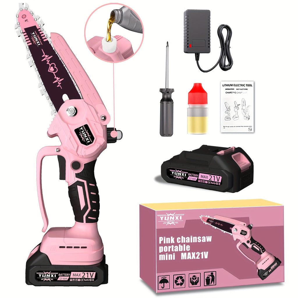 Cordless Electric Pruning Saw Handheld Mini Chainsaw Wireless Portable Tree Branch Cutter with Safety for Garden, Patio and Y