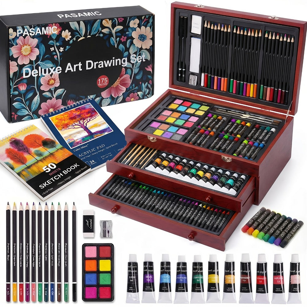 175-Piece Deluxe Art Set in Wooden Case with the Listed Color, Size or Set Options for Everyday Use — image 13
