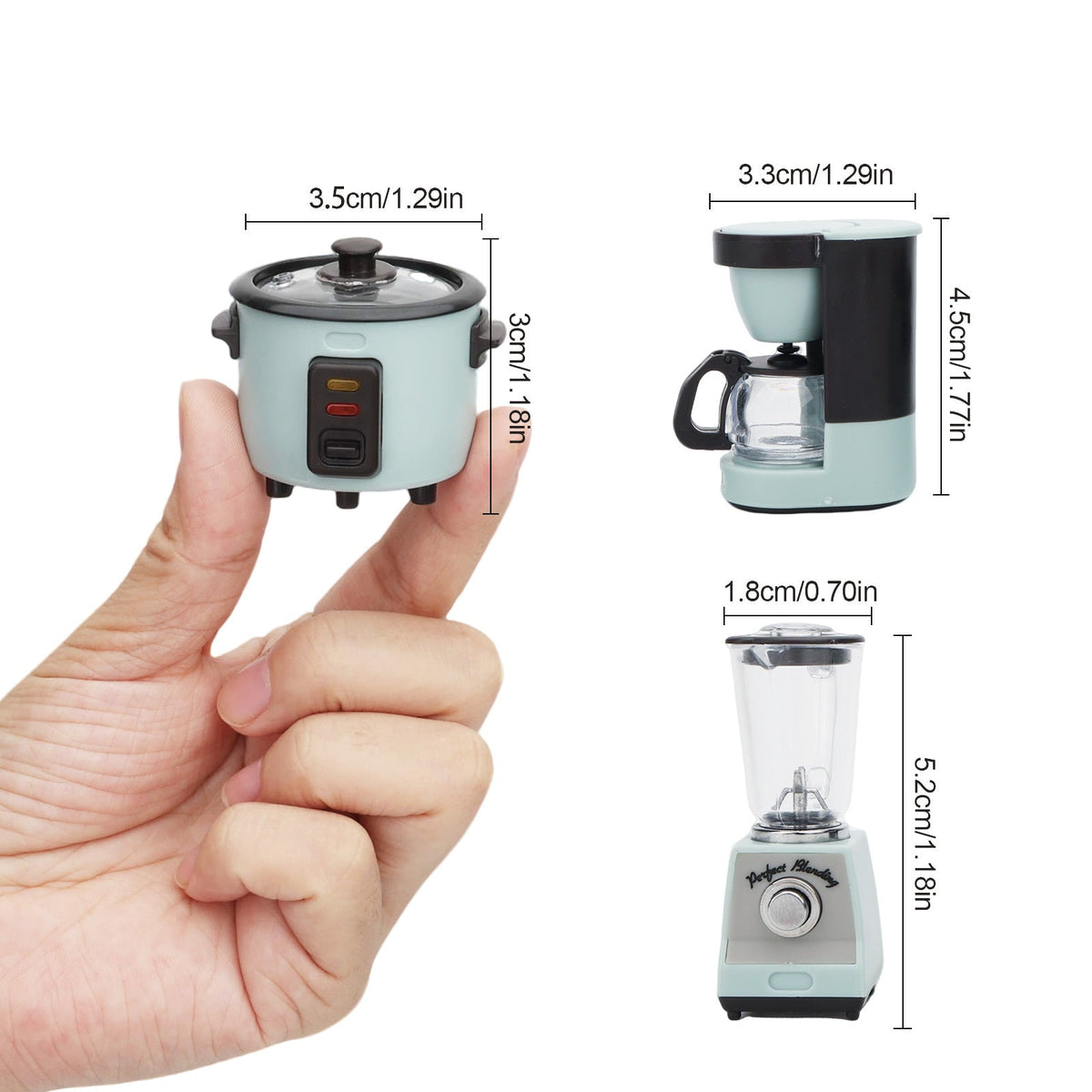 1:12 Scale Miniature Kitchen Appliance Set with Rice Cooker, Blender, Coffee Maker and 3-Piece Checkout — image 2