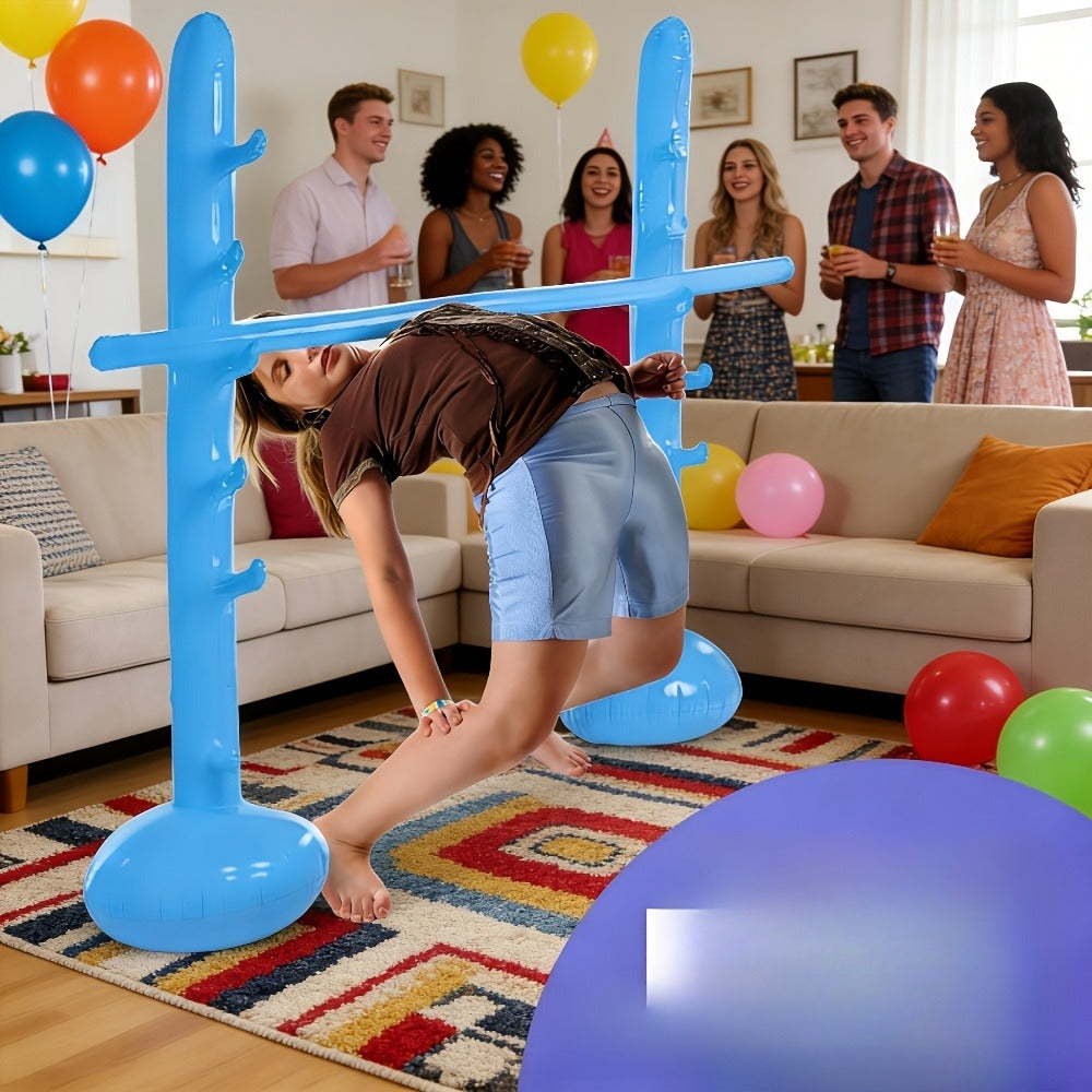 Blue Inflatable Limbo Game with Two Weighted-Base Uprights and Horizontal Bar for Outdoor Parties — image 3