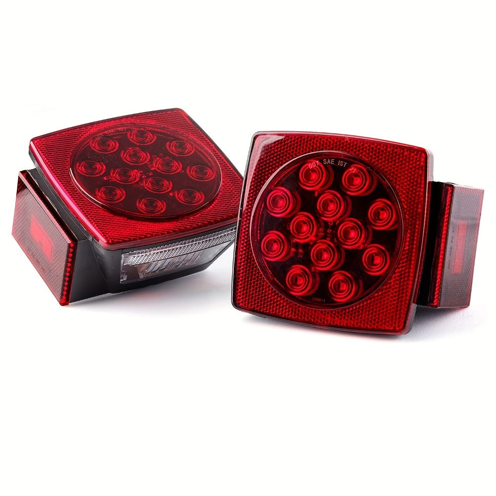 Trailer LED Light Kit 12V – Stop Turn Tail Brake License Plate & Side Marker Lights with Connectors for Trailers Under 80" — 