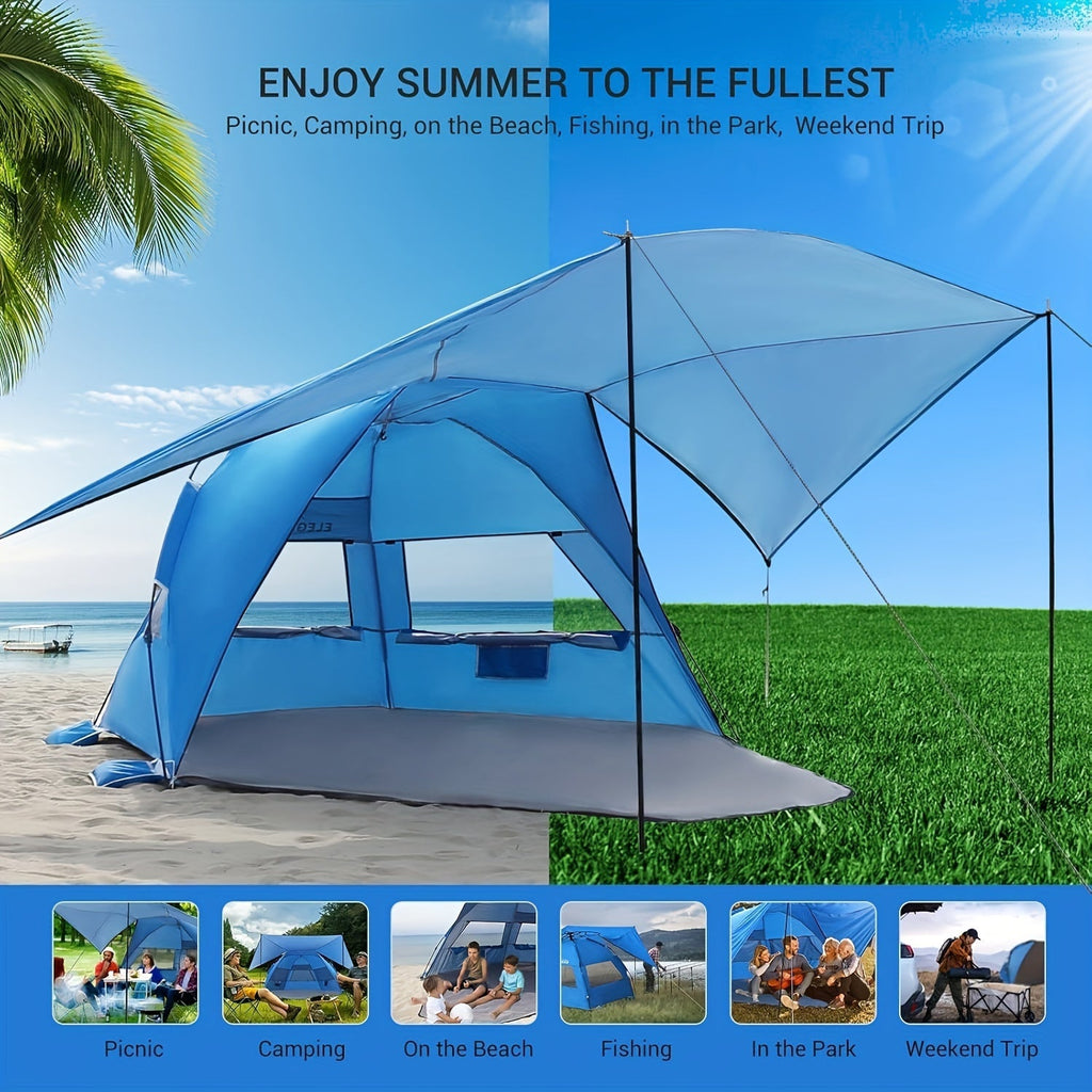Convertible Beach Canopy Tent with Removable Roof, Four Setup Modes and Blue Checkout Color — image 5