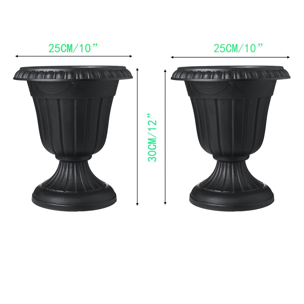 Plastic Urn Planters 2 Pack Outdoor Indoor Flower Pots with Pedestal Front Porch Decor Garden Patio Wedding Party Home Decor 