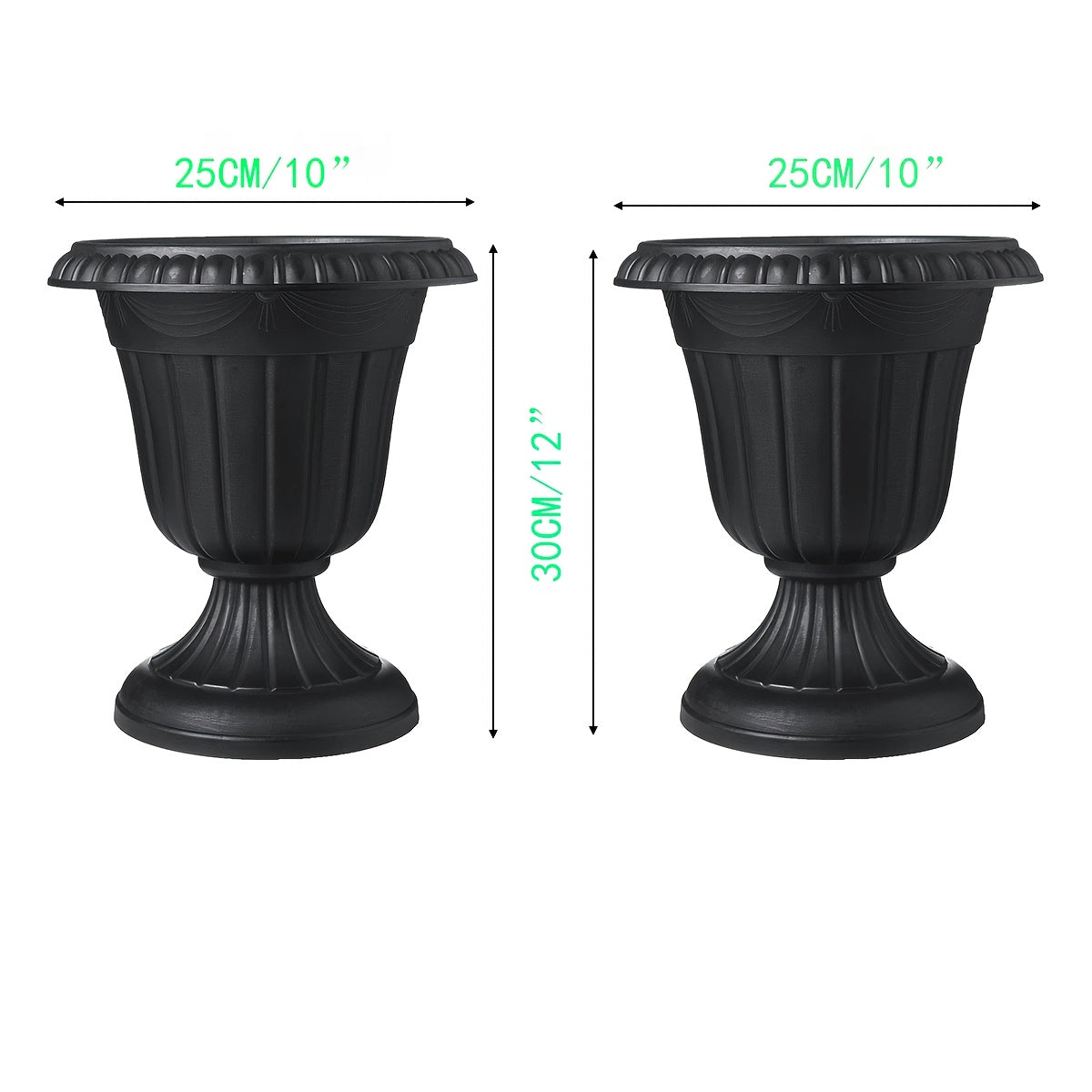 Plastic Urn Planters 2 Pack Outdoor Indoor Flower Pots with Pedestal Front Porch Decor Garden Patio Wedding Party Home Decor 