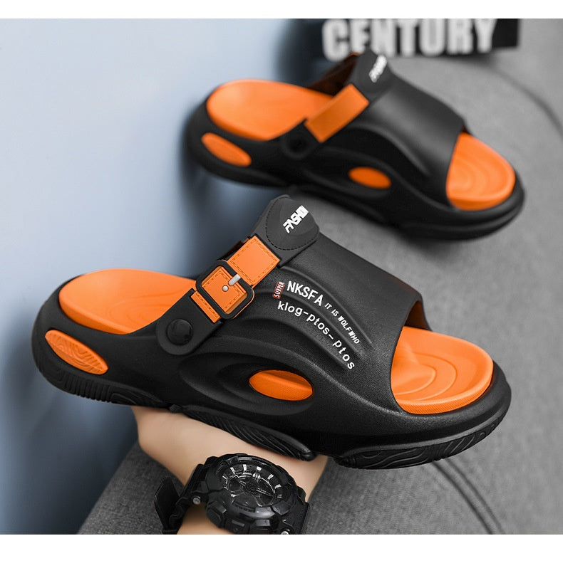 Mens Summer Outdoor Slippers With A Non-slip Step-on-poop Feel