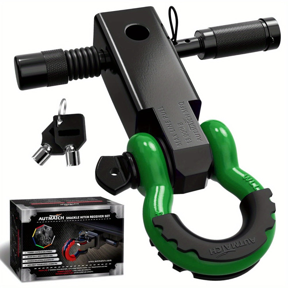 Shackle Hitch Receiver Kit 2 Inch – 45, 000 lbs Break Strength, Drop-Forged Steel, Lock Pin & D-Ring, Fits Truck RV ATV Boat,