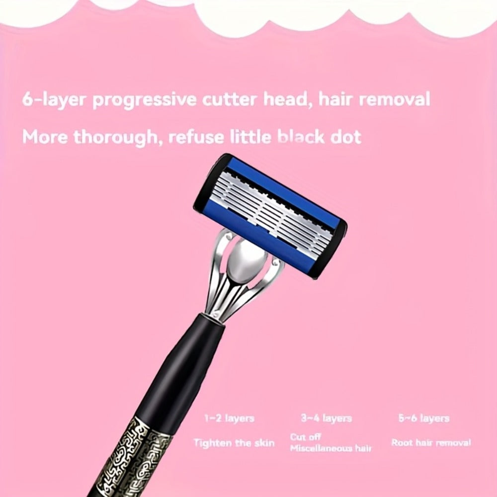 Replaceable Blade Razor for Men Stainless Steel Ultra-Sharp 36 or 72 Blades Anti-Slip Ergonomic Handle Smooth Safe Close Shav