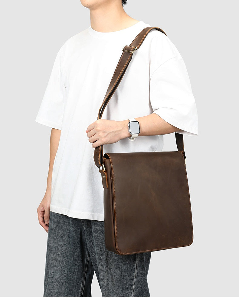 Men's Premium Leather Crossbody Bag, Sophisticated And Casual Single-shoulder Design
