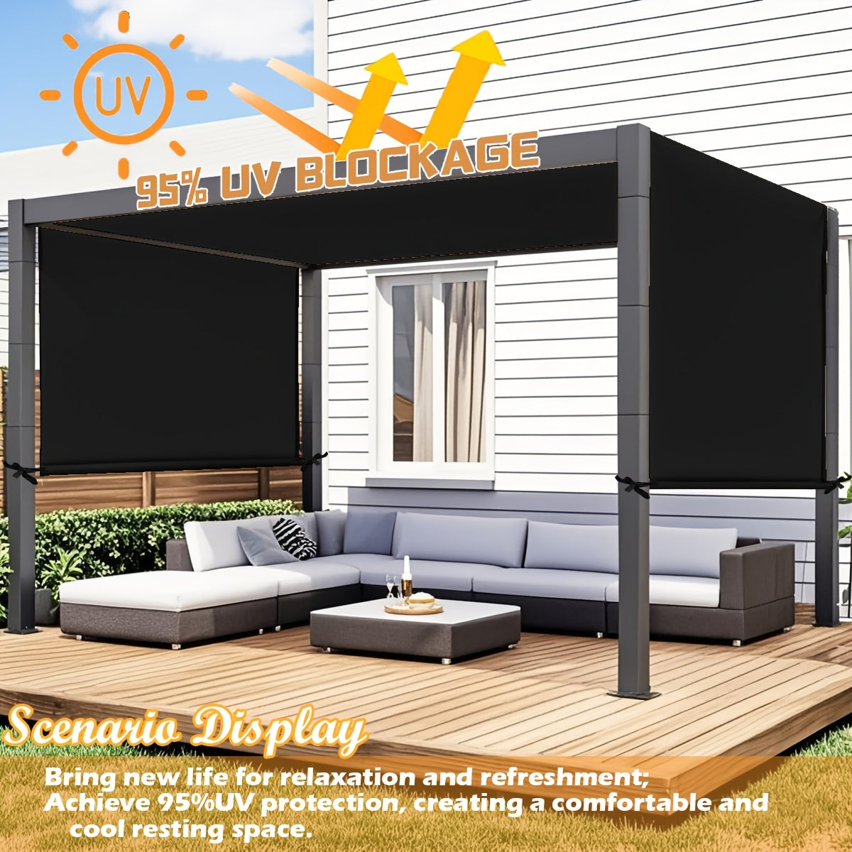 Pergola Canopy Replacement Retractable UV Block | Patio Shade Cover — image 8