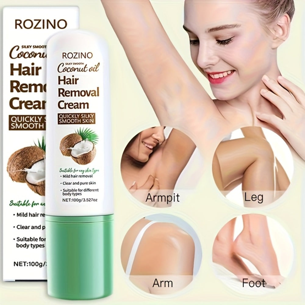 Hair Removal Cream ROZINO 100g Coconut and Squalane Tube with Carton for External Body Grooming — image 9