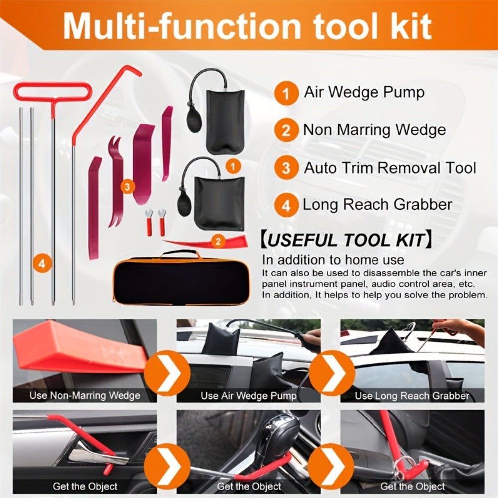 Fourteen-Piece Automotive Entry and Trim Tool Kit with Air Wedges, Long-Reach Rods and Carry Case — image 7