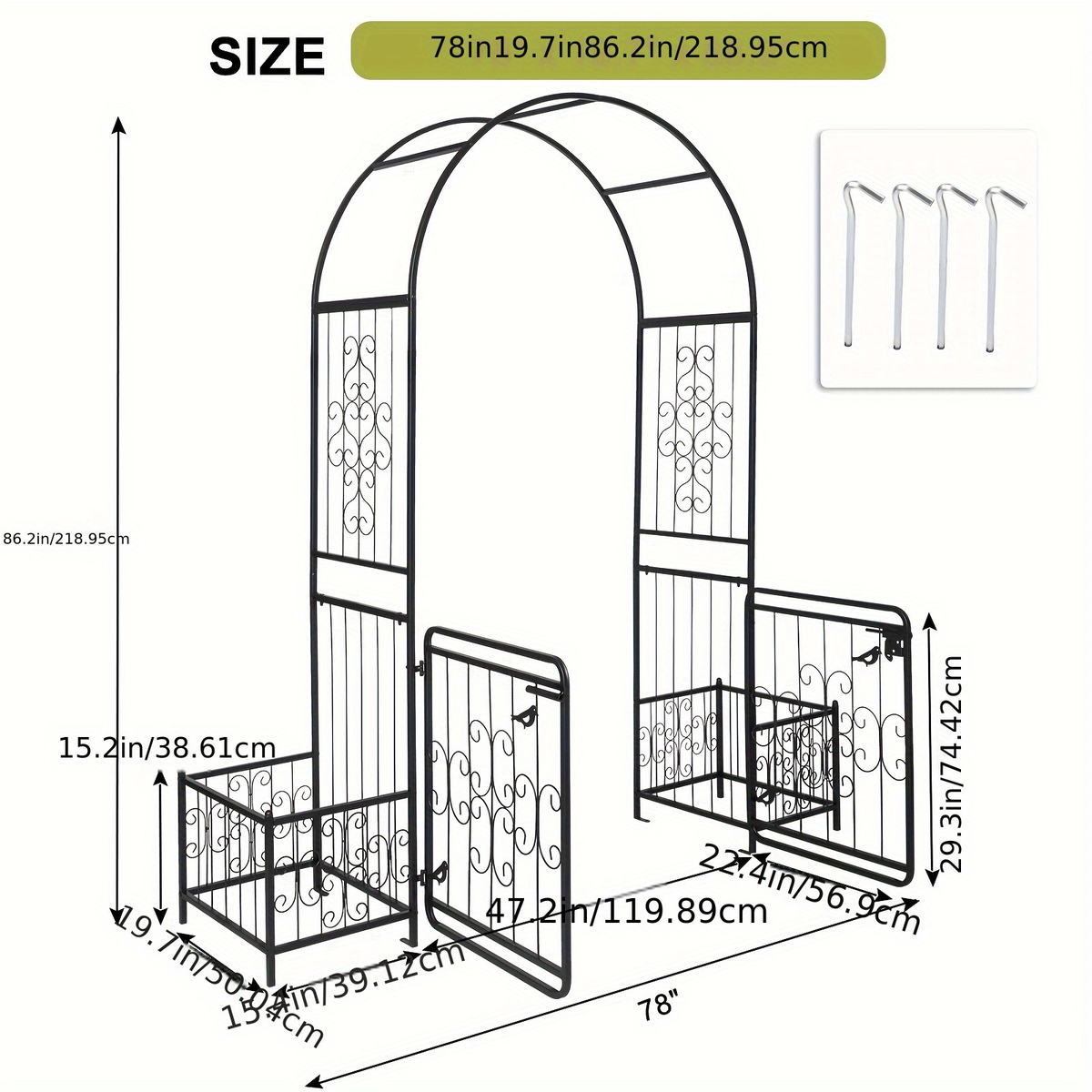 Wrought Iron Garden Arch 7ft Rose Trellis Multi-Style for Garden, Patio and Yard Use, with the Listed Configuration — image 1