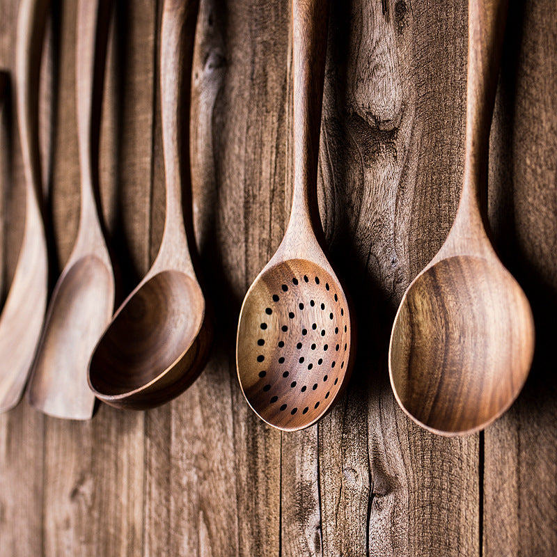 Lengthened Wood Spatula Non-stick Cooking Kitchenware Suit