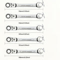 CR-V Flex Head Ratchet Wrench Set 5-Piece – 2-in-1 Reversible Open End & Hex Socket Dual-Purpose Kit | Automotive Engine Bay,