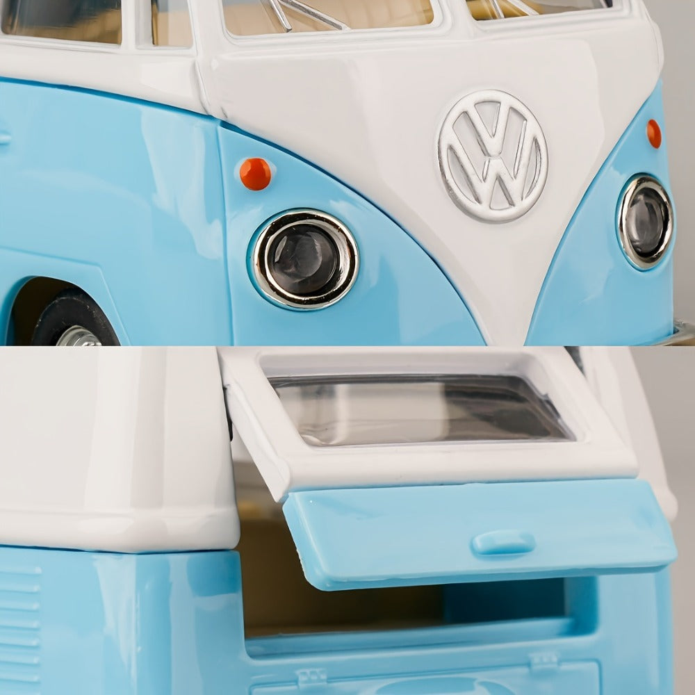 Volkswagen T1 Bus Diecast Model Car 1:36 Scale Zinc Alloy Pullback, Vintage Blue & White, Detailed Interior — image 4