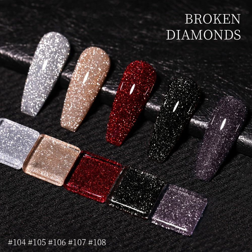Gel Nail Polish 5-Color Broken-Stone Glitter Set in 0.51oz Bottles with Sparkling Finish and UV/LED Soak-Off Cure — image 4
