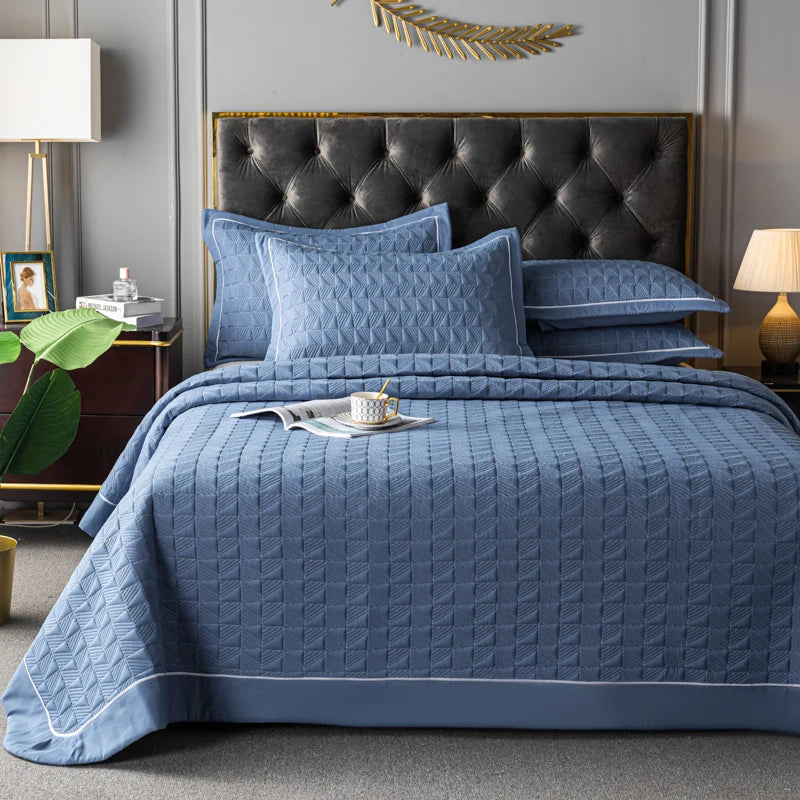 Quilted Padded Continental Bed Cover Three Piece Set