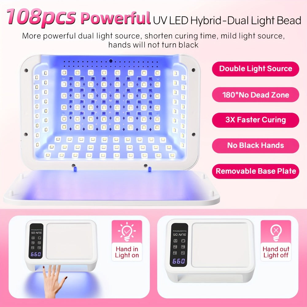 Sun-D5 Dual-Hand UV/LED Nail Lamp with 108-Bead Label, Removable Base, LCD and Four Timers — image 11