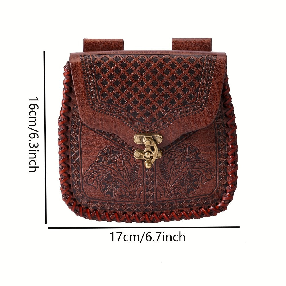Dragon Embossed Faux Leather Waist Bag, Medieval Viking Norse Style Belt Pouch, Coin Purse Hip Bag for Renaissance Faire — im