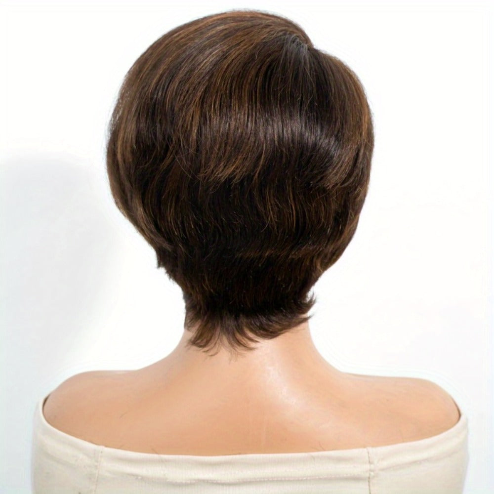 Lace Front Wig Human Hair Body Wave Bob with 4x1 Lace, 6in Length and Three Brown Highlight Colors — image 11