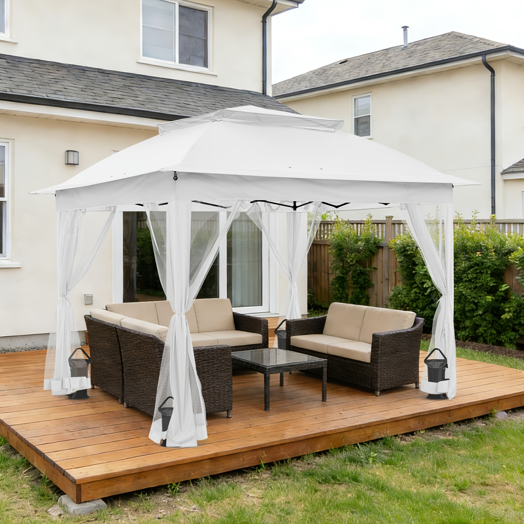 Instant Gazebo Tent 11x11 FT Mosquito Netting No Assembly Required for Garden, Yard and Pest Management — image 27