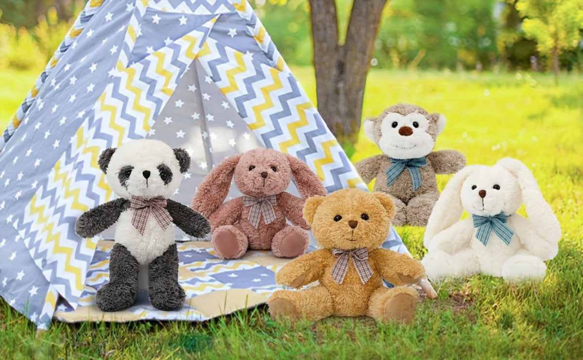 Stuffed Animal Five-Piece Bear, Monkey, Panda and Rabbit Set in 12.5-Inch Assorted Designs — image 7