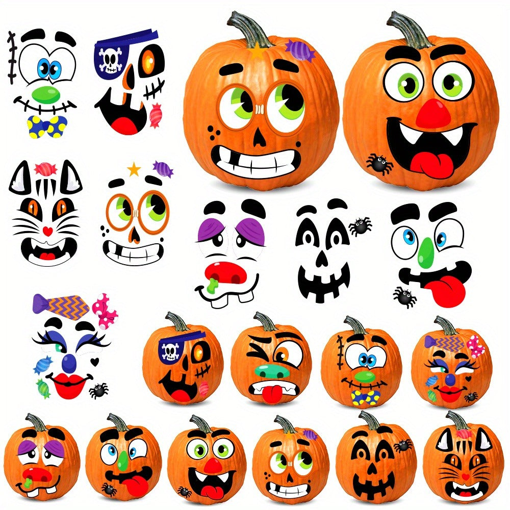 No-Carve Pumpkin Face Sticker Kit with 18 Sheets, 12 Pictured Designs and Up to 40 Face Layouts — image 1