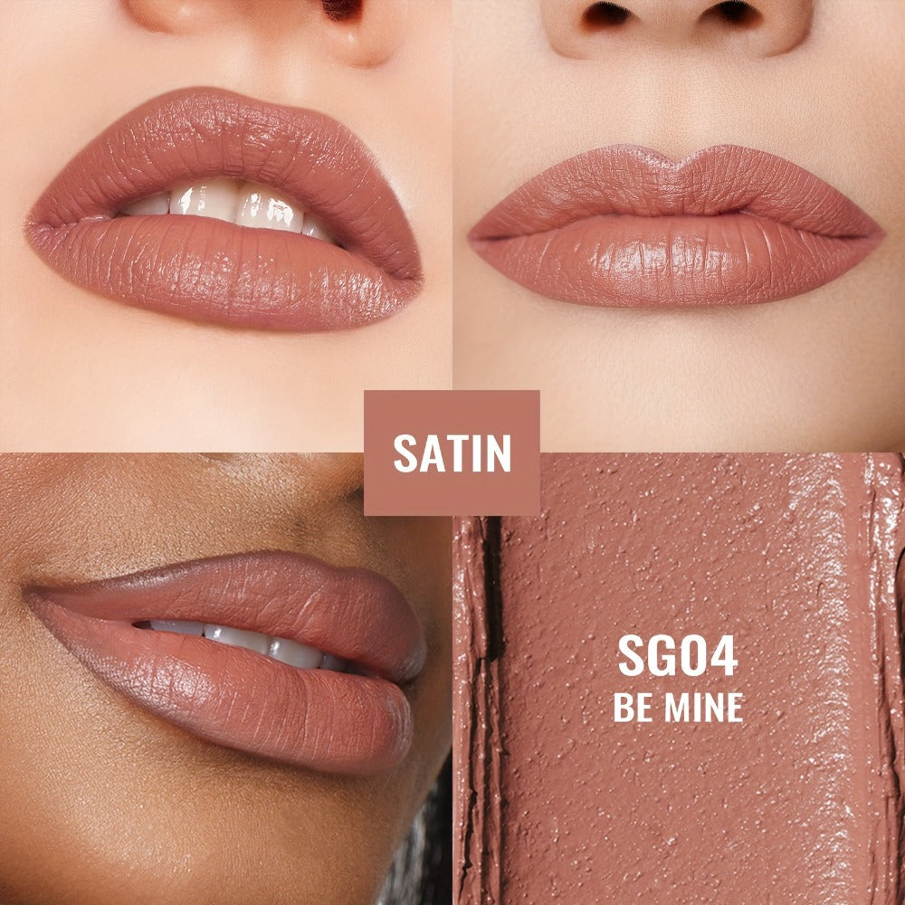 Oulac Nude Satin Lipstick Set 12g Each – Lightweight Moisturizing Full Coverage Cream-to-Satin Formula, Skin-Flattering Nude 