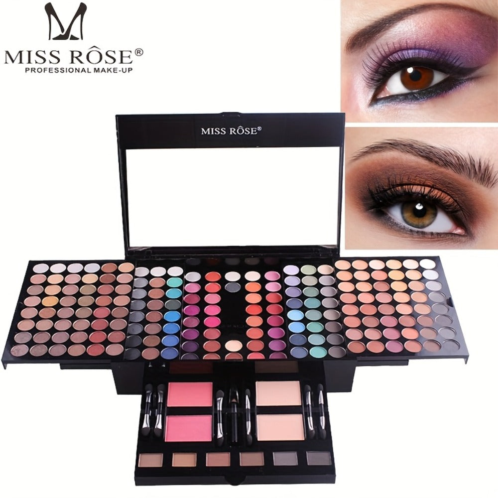 Makeup Kit 190-Color Fold-Out Face and Eye Palette with Center Mirror, 144 Eyeshadow Shades and Eight Brushes — image 13