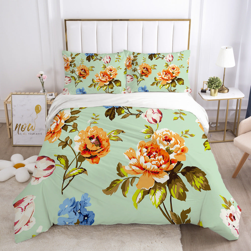 Nordic Spring Bedding Set Green Leaf Quilt Cover