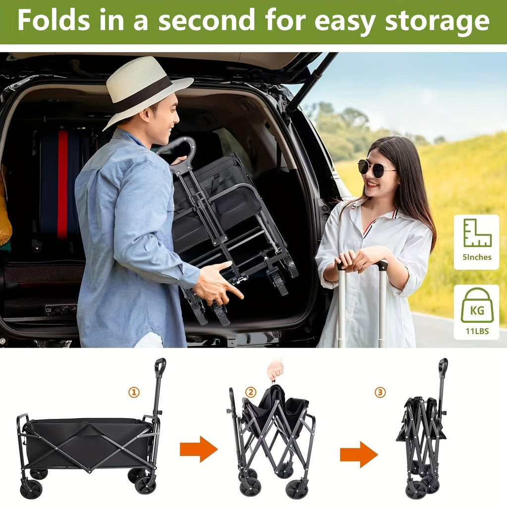 Folding Wagon, Garden Cart Beach Wagon Camping Utility Outdoor Cart for Garden, Patio and Yard Use — image 5