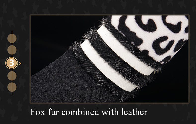 Winter Plush Car Steering Wheel Covers Leopard Grain
