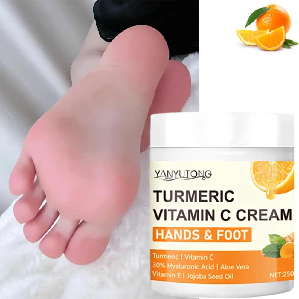 250g Turmeric and Vitamin C Hands-and-Feet Cream Jar with Hyaluronic Acid and Aloe Labeling — image 7
