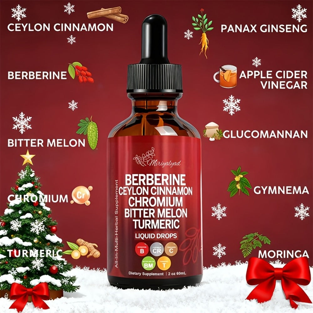 Berberine Blood Sugar Support Liquid Drops 2 fl oz with Ceylon Cinnamon Chromium Bitter Melon Turmeric — image 1