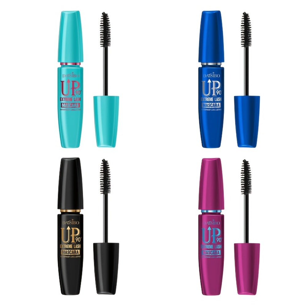 Black Mascara Four-Piece Set with Turquoise, Blue, Black and Magenta Tubes and Straight Bristle Wands — image 3