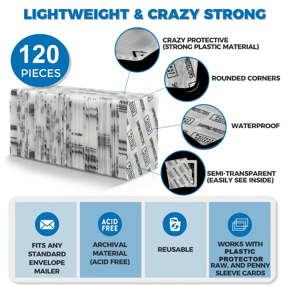 Trading Card Shipping Protectors 60/120/510 Count 3.5x4.5 Inch – Premium Rigid Plastic Card Mailer Inserts for Sports Cards —