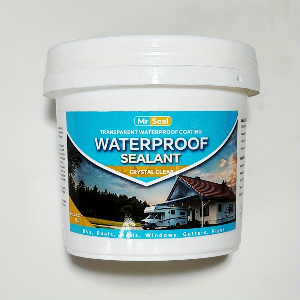 Clear Waterproof Sealant 1000g – Transparent Adhesive for Roof, RV, Wall, Pipe & Tile Leak Repair, Indoor & Outdoor, Includes