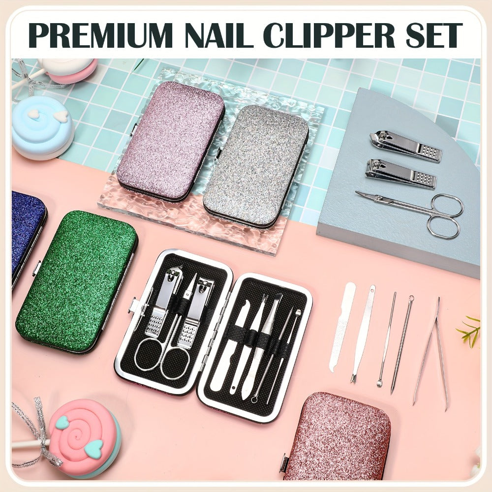 Bulk Manicure Gift Set 30 Packs 8-in-1 Stainless Steel Nail Care & Pedicure Tools with Glitter Travel Case — image 5