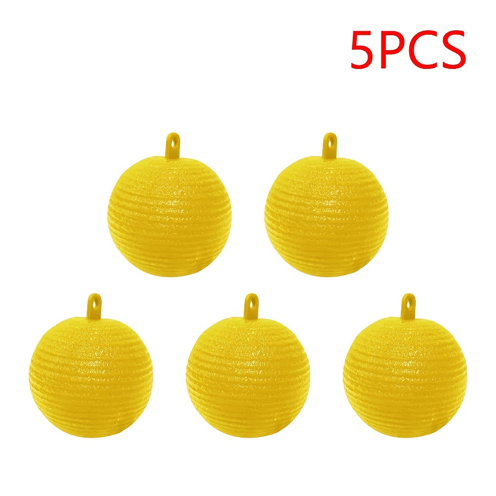 Five-Piece Yellow Hanging Adhesive Fly Ball Set with 3.15-Inch Diameter for Trees and Plant Areas — image 1