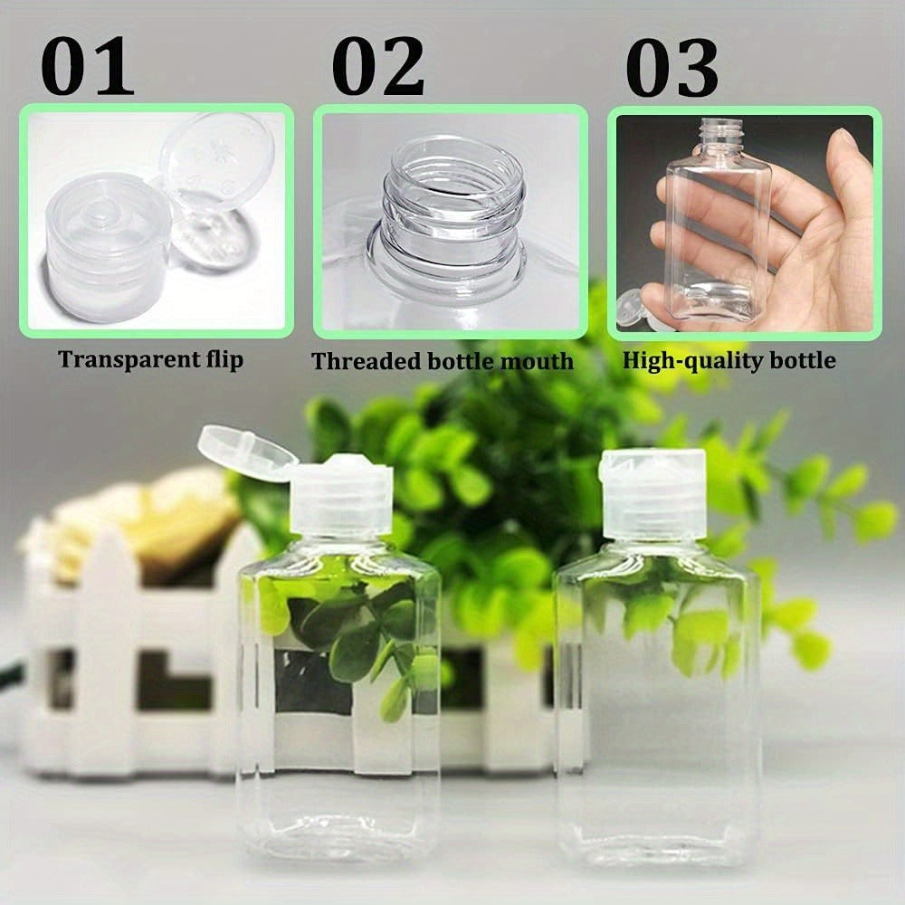 TSA Approved Travel Bottles 2oz Flip Cap 40 Pack Clear Plastic Refillable Squeeze Containers for Hand Sanitizer Shampoo Condi