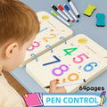 Magic Practice Handwriting & Drawing Book Set for Kids Ages 3-8, 64 Pages Reusable Wipe Clean Workbook with 8 Erasable Pens &